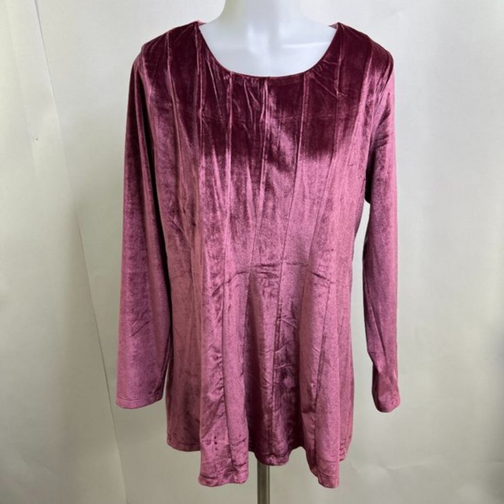 Soft Surroundings S Bella‎ Rosa Velvet Tunic Top Pink Stripe Long Sleeve Barbie